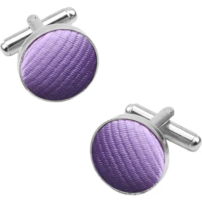 Afbeelding van Fako Bijoux® Manchetknopen Staal &amp; Streep Ø 16mm Paars