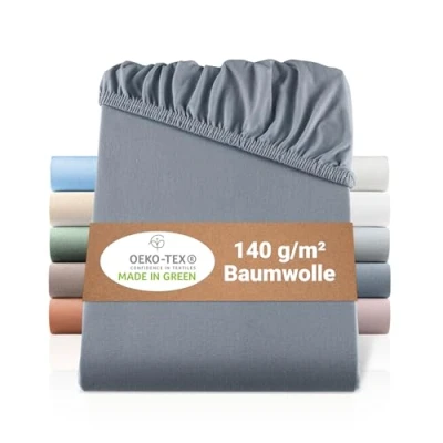 Afbeelding van BaSaTex Bio Jersey hoeslaken 120x200 cm 100% biologisch katoen GOTS gecertificeerd kleur: antraciet