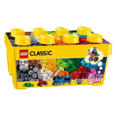 Afbeelding van LEGO Classic Creatieve medium Opbergdoos met Kleurrijke Stenen, Wielen en Ramen, Origineel Cadeau voor Jongens of Meisjes vanaf 4 Jaar, Hobby Kinderen 10696