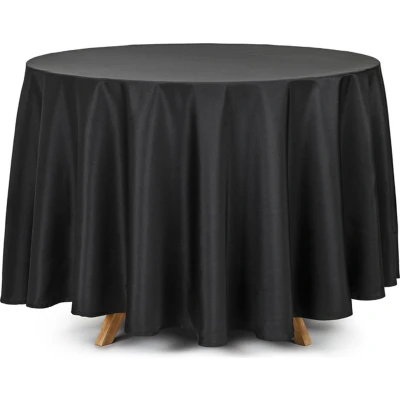 Afbeelding van Zwart Tafelkleed Rond 230 cm, Tafeldecoratie, Decoratie, Bruiloft, Feest