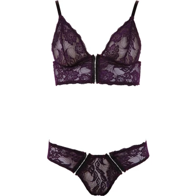 Afbeelding van Cottelli Collection Wetlook Kanten Afwerking String Body voor de Perfecte Date met Happy End Maat L Zwart