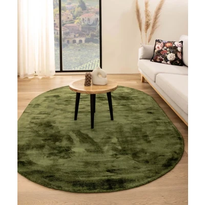 Afbeelding van Viscose Tapijt/Vloerkleed Ovaal Glamour Groen 160x240 Cm