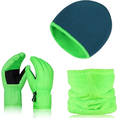 Afbeelding van Inovra ® Kinder Winter Speelset: Ski Handschoenen, Teddyfleece Sjaal, Muts en Nekwarmer voor Koude Dagen