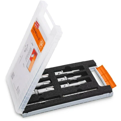 Afbeelding van FEIN Toebehorenset Best of kernboor 3/4 in Weldon HM 6 kernboren Ø 12, 14, 16, 18, 20 und 22 mm (boordiepte 35 mm) en 2 centreerstiften (100 kunststof koffer.