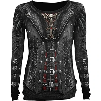 Afbeelding van Spiral Longsleeve top XXL GOTHESS WRAP Zwart