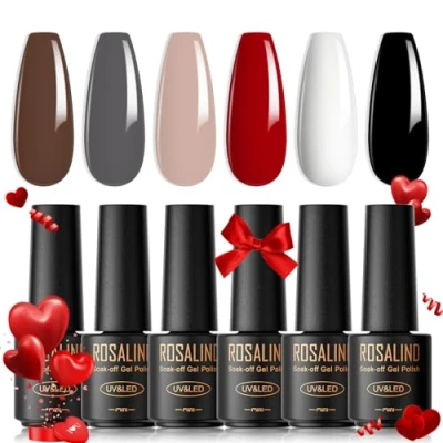Afbeelding van ROSALIND Semi Permanente Nagellak, 6 Kleuren Mini Nagellak Permanent, UV, LED, Soak, Gel, Set32