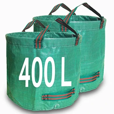 Afbeelding van Singwow Tuinafvalzakken 400 l x 2 zware tuinzakken, herbruikbare tuinzakken met handgrepen, ideaal voor het verzamelen van tuinafval, plantenafval, gras en bladeren (400 l)