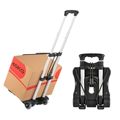 Afbeelding van Hivexagon Opvouwbare bagagekar 80 lbs laadvermogen Compacte lichtgewicht en duurzame aluminium reistrolley voor bagage, persoonlijk, reizen, verhuizen kantoorgebruik