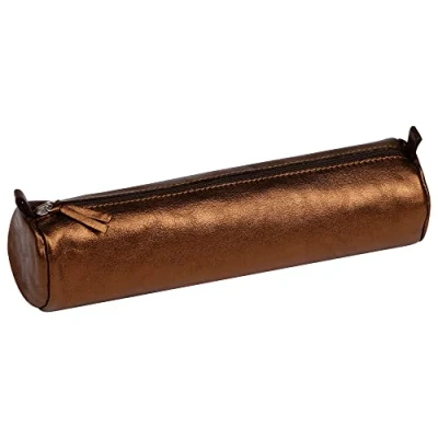 Afbeelding van Clairefontaine 8691C etui (met parelmoereffect rond, 5,5 x 22 cm, praktisch en robuust, van leer) 1 stuk bruin