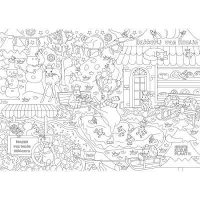 Afbeelding van Mega Grote Kleurplaat 120x85cm Kleuter Thema Wintermagie 3+
