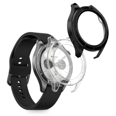 Afbeelding van kwmobile 2x cover geschikt voor Xiaomi Watch S4 / eSIM Fitnesstracker van gehard glas en kunststof frame set transparant zwart