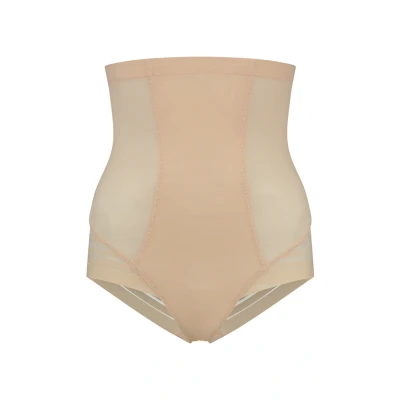 Afbeelding van Bye Bra Powermesh corrigerende slip Met hoge Taille, Sterke correctie, Dubbellaags Voorpaneel, Shapewear Voor Dames, Shapewear, Beige, S