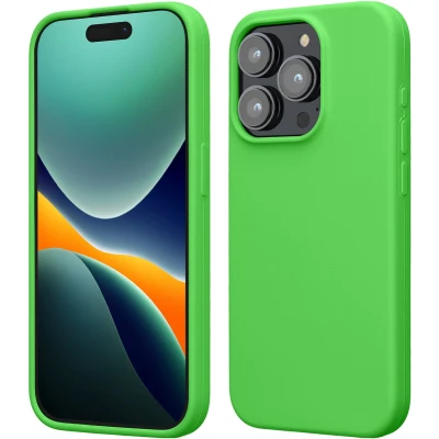 Afbeelding van kwmobile Case voor iPhone 15 Pro Slank TPU Hoesje met Zachte Afwerking In limoengroen