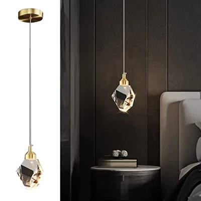 Afbeelding van Moderne Kristallen Hanglamp, 3 kleuren LED Voor Keuken Slaapkamer Woonkamer Eetkamer Verlichting (Goud)
