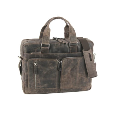 Afbeelding van Roberto Romano Laptoptas TORINO bruin echt leer 31x42x12cm JU 48210