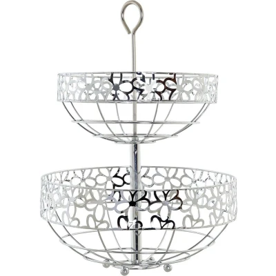 Afbeelding van Items Fruitschaal etagere 2 laags zilverkleurig 39 cm