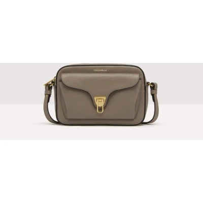 Afbeelding van COCCINELLE Leren Schoudertas Beat Soft Camera Bag Coffee Donkerbruin