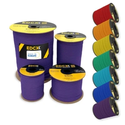 Afbeelding van EDCX 4mm Nylon Paracord 550 30m (100 voet) Type III, 100% Touw, 7 Strand Touw in Effen Kleuren (Purple, 30 m)