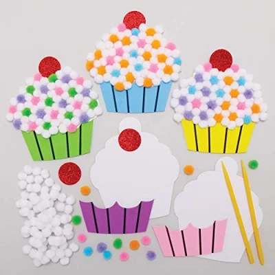 Afbeelding van Baker Ross AX736 Cupcake Pom Kits Pack van 5, creatieve kunst en ambachtelijke benodigdheden voor kinderen om te maken, versieren weergeven