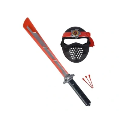 Afbeelding van Next Ninja zwaard en masker, rood, met licht geluid, schietfunctie, 60 cm, textielband, vanaf 3 jaar