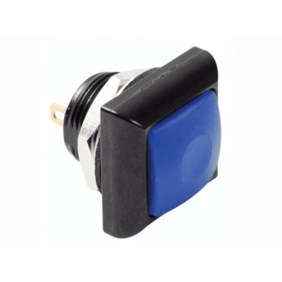 Afbeelding van Vierkante Metalen Drukschakelaar Met Blauw Kapje 1P Spst Off (On)
