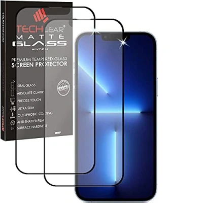 Afbeelding van TECHGEAR 2 stuks matte displaybeschermfolie voor iPhone 14, 13, 13 Pro mat gehard glas, 3D bescherming, mat, anti reflectie, volledig scherm van compatibel met