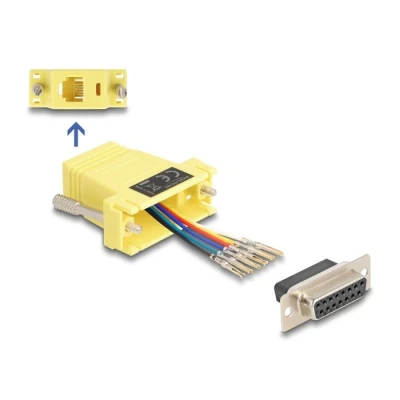 Afbeelding van Delock D Sub 15 Pin Buchse zu RJ12 Montagesatz gelb HQ produc