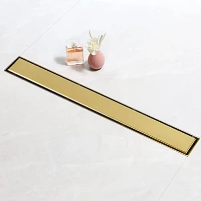Afbeelding van SaniteModar Doucheafvoer Gouden 70 cm, 2 in 1 Paneel Douchegoot met Sifon, Deodorant en Haarfilter, van Roestvrij Staal