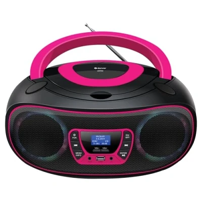 Afbeelding van Denver Draagbare DAB Radio CD Speler Kinderen Bluetooth Lichteffecten Boombox AUX FM TDB212PINK