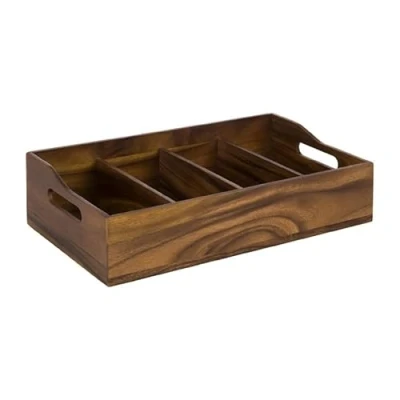 Afbeelding van APS 11952 Bestekbak, 51 x 28 cm, hoogte 13 acaciahout, 4 vakken elk 26 11,5 cm