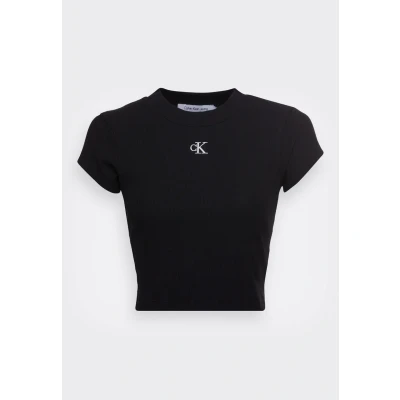 Afbeelding van Calvin Klein Jeans Cropped SLIM TEE Tshirt basic, Dames, Maat: Small, Black