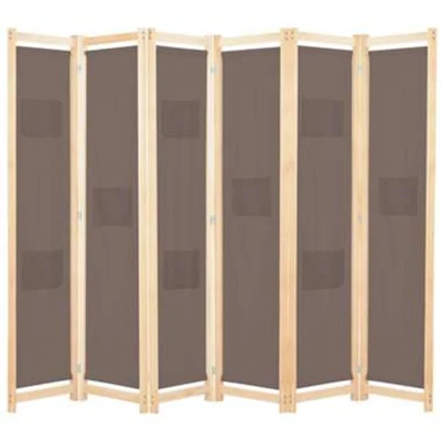 Afbeelding van Kamerscherm met 6 panelen 240x170x4 cm stof bruin