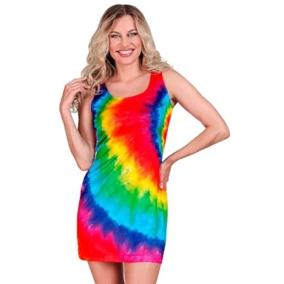 Afbeelding van Widmann Hippie Kostuum Colour Bomb Tie Dye Jurk Vrouw Multicolor Small Carnavalskleding Verkleedkleding