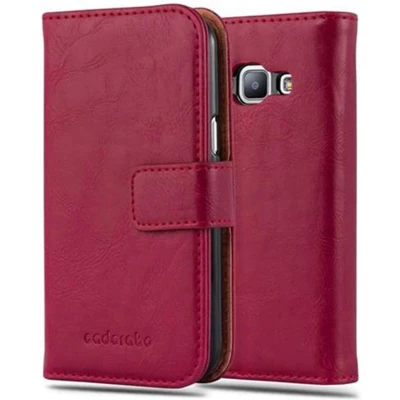 Afbeelding van Cadorabo Hoesje geschikt voor Samsung Galaxy J1 2015 in WIJN ROOD Beschermhoes met magnetische sluiting, standfunctie en kaartvakje Book Case Cover Etui