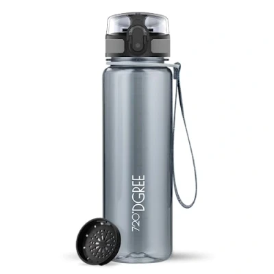 Afbeelding van uberBottle Drinkware, met vruchtenzeef, 350ml/500ml/650ml/1l/1,5l, BPA vrij, sportfles voor universiteit, fitness, sport, outdoor, waterfles van Tritan, light, onbreekbaar, duurzaam, grijs, 500ml