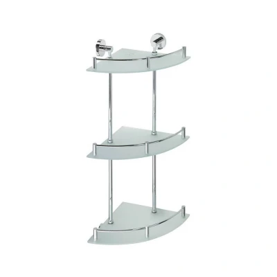 Afbeelding van Drievoudige Glazen Hoekplank Sapho X Round 25x67x25 cm Chroom