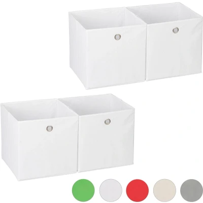 Afbeelding van Relaxdays 4x opbergbox stof opvouwbaar opbergmand 30 cm kast organizer wit