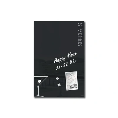 Afbeelding van Sigel Design Cocktail GL296 Glazen magneetbord (b x h) 400 mm 600 Zwart, Wit