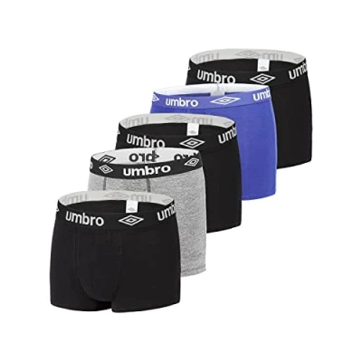 Afbeelding van Umbro Herenonderbroek, 100% katoen, boxershorts voor heren, ademend mesh, perfecte pasvorm (5 stuks), Meerkleurig, M