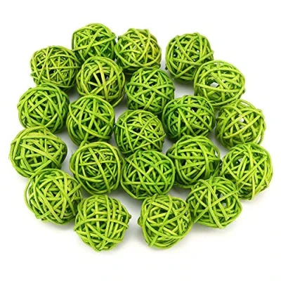 Afbeelding van 20 stuks rotan ballen, wickers bal decoratieve bollen vaasvullers voor tuin bruiloft kerstversiering (diameter 1,2 inch)(Groen)