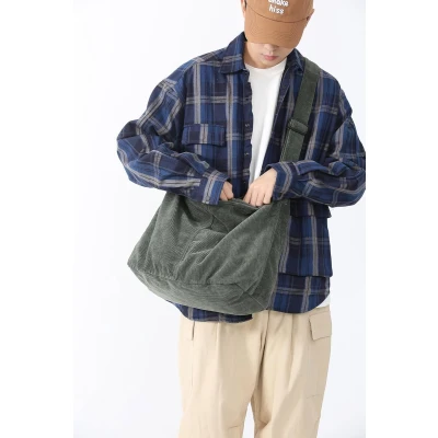 Afbeelding van Trendy Grote Schoudertas voor Dames, Ruime Corduroy Handtas Dagelijks Gebruik