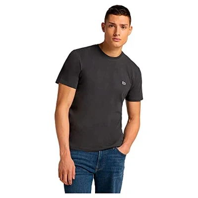 Afbeelding van Lee Mens Patch Logo Tee T Shirt, Washed Black, 4XL