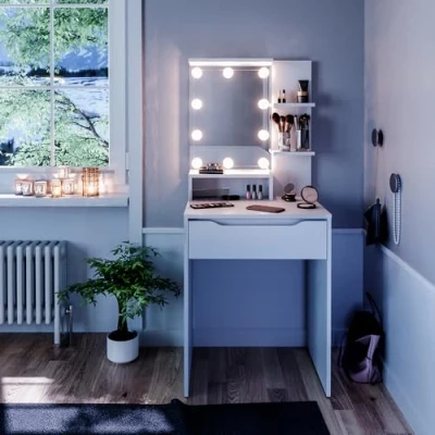 Afbeelding van Vicco kaptafel met licht &quot;Ruben&quot;, Wit, 60 cm LED verlichting
