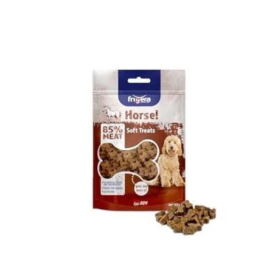 Afbeelding van Frigera Semi Moist Soft Treats Glutenvrij High Meat Paard 165g Zachte hondensnoepjes, lekkere beloning voor training en tussendoor, geproduceerd in België.