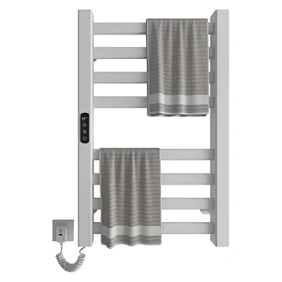 Afbeelding van Elektrische handdoekradiator 450x700mm Intelligente constante temperatuur handdoekverwarmer badkamer Verwarmde handdoekdroger handdoekdroger, koolstofvezel verwarming White Left