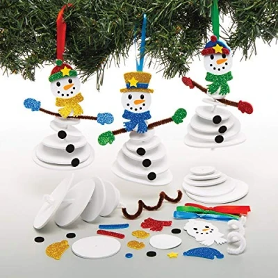 Afbeelding van Baker Ross Kerstballen, sneeuwpop, knutselset (6 stuks), schuimrubberen onderdelen voor Kerstmis, knutselen kinderen, AT162, gesorteerd