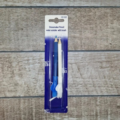 Afbeelding van krijtpotloden met borstel blauw wit set van 2 en kleermakerskrijt