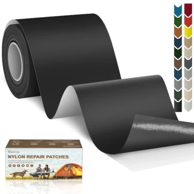 Afbeelding van Cahomo nylon reparatiepatches, 7,6 x 200 cm, zelfklevend, waterdichte reparatiepatch, patches, voor jassen, tenten, bovenkleding, zwart