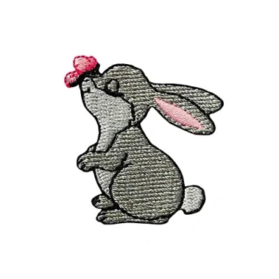Afbeelding van Mono Quick strijkplaatje patch applicatie om op te strijken, haas met vlinder 4,0 x cm
