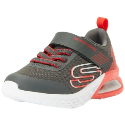 Afbeelding van Skechers Jongens Trainers, Houtskool textiel/synthetisch/rode Trim, 2 UK, Textiel Synthetische Rode 35 EU